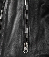 Women's Black Cropped Leather Jacket with Asymmetrical Biker Style