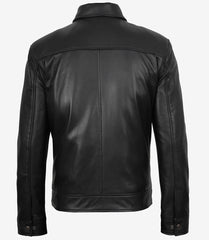 Tony Men's Black Minimal Leather Harrington Jacket