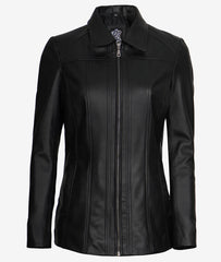 Marsha Women's Black Leather Car Coat