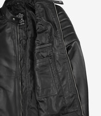 Men's Biker Style Leather Jacket in Black Lambskin