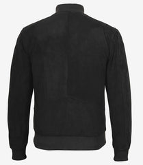 Men's Premium Black Suede Bomber Jacket