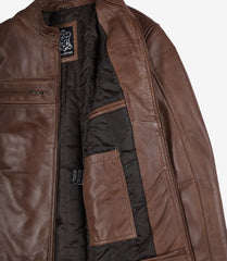 Men's Cognac Real Leather Motorcycle Jacket