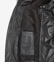 Dodge Women's Distressed Brown Leather Jacket Biker Style