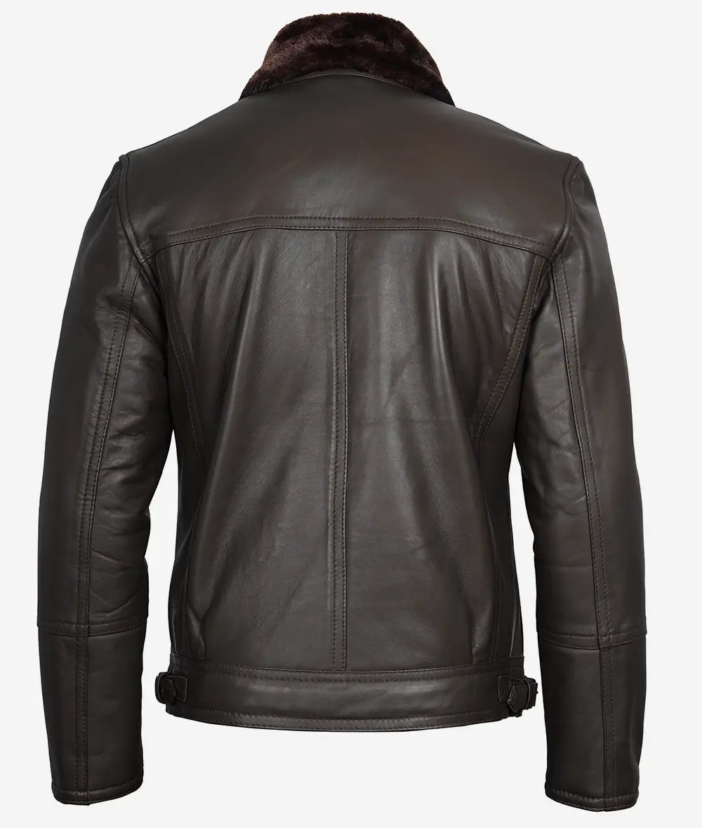 Men's Dark Brown Asymmetrical Moto Jacket – Shearling Lined