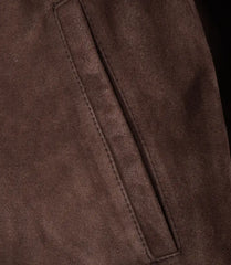 Men's Dark Brown Suede Bomber Jacket