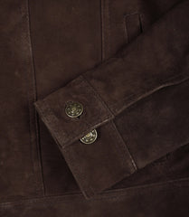 Men's Dark Brown Suede Trucker Leather Jacket