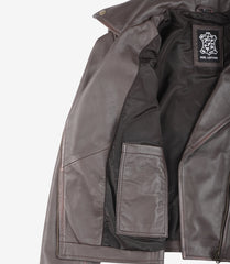 Women's Dark Brown Leather Jacket with Asymmetrical Biker Styling