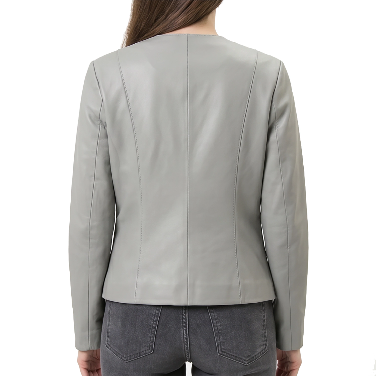 Women's Grey Leather Jacket
