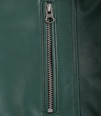 Women's Green Real Leather Jacket Biker Style