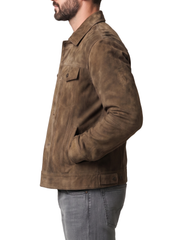 Trucker Suede Khaki Leather Jacket