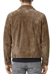 Trucker Suede Khaki Leather Jacket