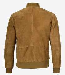 Men's Light Brown Suede Bomber Jacket