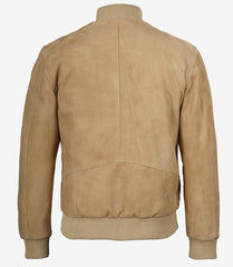 Men's Camel Brown Real Suede Bomber Leather Jacket