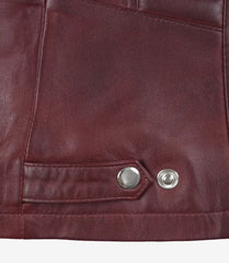 Women's Burgundy Leather Jacket Biker Style