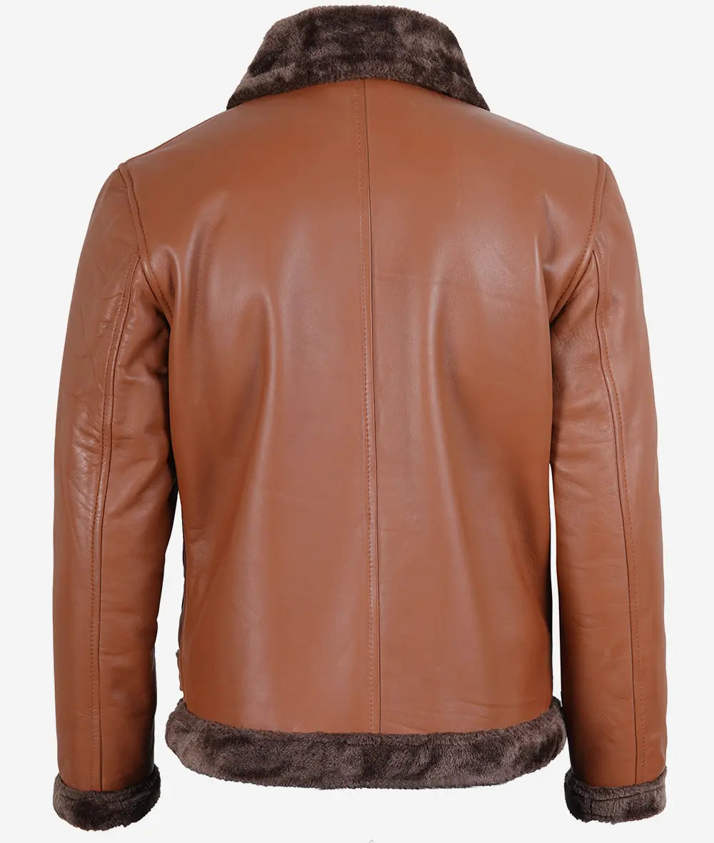 Heritage Fur Shearling Aviator Jacket Trimmed Cognac