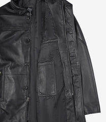 Bristol Men's Lambskin Car Coat in Deep Black Leather
