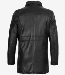 Bristol Men's Lambskin Car Coat in Deep Black Leather