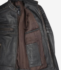 Men's Distressed Brown Real Leather Jacket - Biker Style