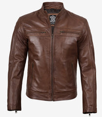 Men's Cognac Real Leather Motorcycle Jacket