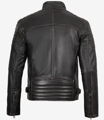 Men's Brown Distressed Leather Biker Style Jacket