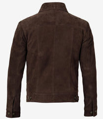 Men's Dark Brown Suede Trucker Leather Jacket