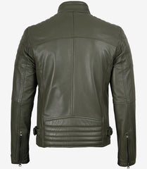 Men's Olive Green Biker Leather Jacket