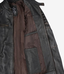 Men's Brown Distressed Leather Biker Style Jacket