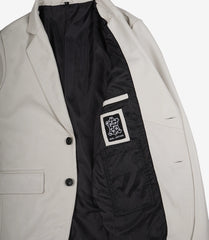 Men's Off White Real Leather Blazer with Two Buttons and Notch Lapel