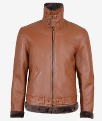 Heritage Fur Shearling Aviator Jacket Trimmed Cognac