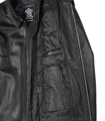 Men's Classic Harrington Jacket Tailored in Black Leather