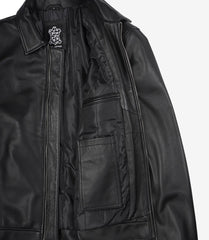 Tony Men's Black Minimal Leather Harrington Jacket