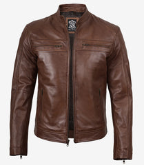 Men's Cognac Real Leather Motorcycle Jacket