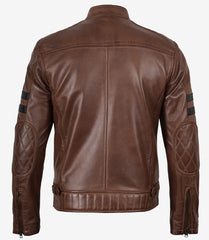 Men's Cognac Lambskin Motorcycle Leather Jacket
