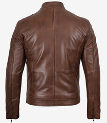 Men's Cognac Real Leather Motorcycle Jacket