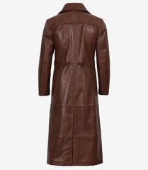 Men's Full-Length Cognac Leather Duster Coat