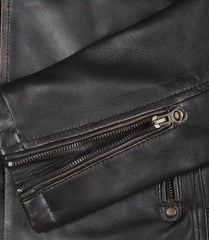 Men's Brown Distressed Leather Biker Style Jacket