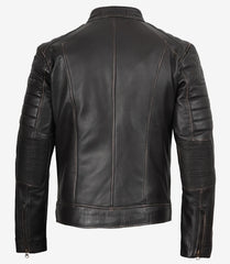 Men's Distressed Brown Real Leather Jacket - Biker Style