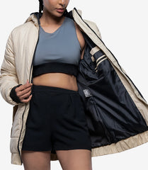 Julia Women's Cream Quilted Puffer Jacket with Hood