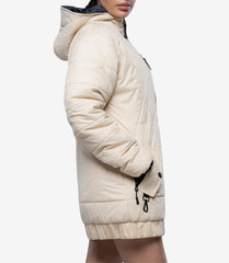 Julia Women's Cream Quilted Puffer Jacket with Hood
