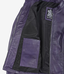 Women's Purple Real Leather Biker Jacket