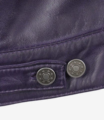 Women's Purple Leather Trucker Jacket