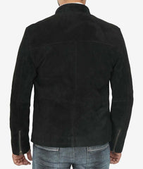 Men's Classic Suede Biker Jacket in Black