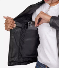 Women's Tall Black Leather Biker Jacket