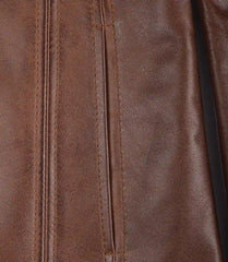 Women's Brown Leather Blazer with Three Buttons
