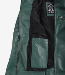 Women's Green Real Leather Jacket Biker Style