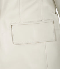 Women's Off White Leather Blazer with Two Buttons