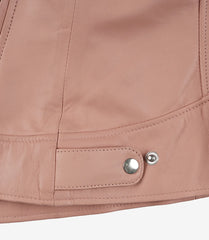 Dodge Women's Light Pink Leather Jacket - Biker Style