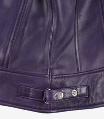 Women's Purple Leather Jacket with Modern Fit Biker Style