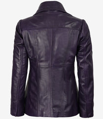 Women's Purple Leather Blazer with Three Buttons