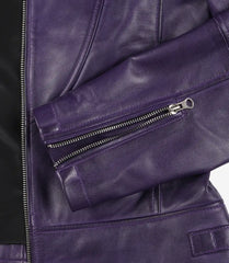 Women's Purple Leather Jacket with Modern Fit Biker Style